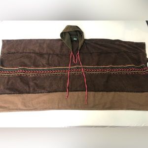 Kathmandu Imports Hooded Poncho OS‎ Aztec Brown 28X55.5